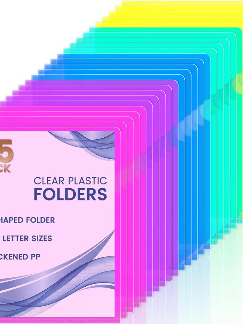 25 Pack Clear Document Folder Project Pockets, Clear Plastic Folders Letter Size